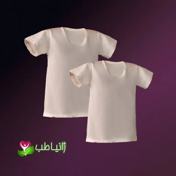 پک 2 عددی زیرپوش نیمه آستین مردانه ژانیاطب صددرصد نخی سایز L و M کرم روشن