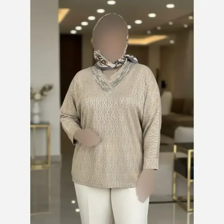 شومیز نگین دار کیمانو مدل یاس جنس ژاکارد ویسکوز فری سایز
