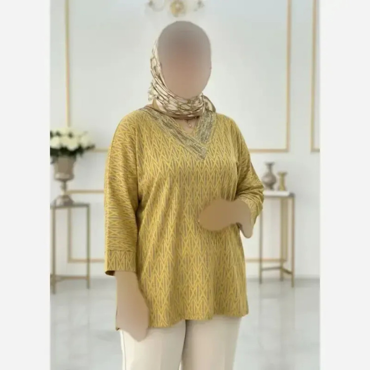 شومیز نگین دار کیمانو مدل یاس جنس ژاکارد ویسکوز فری سایز